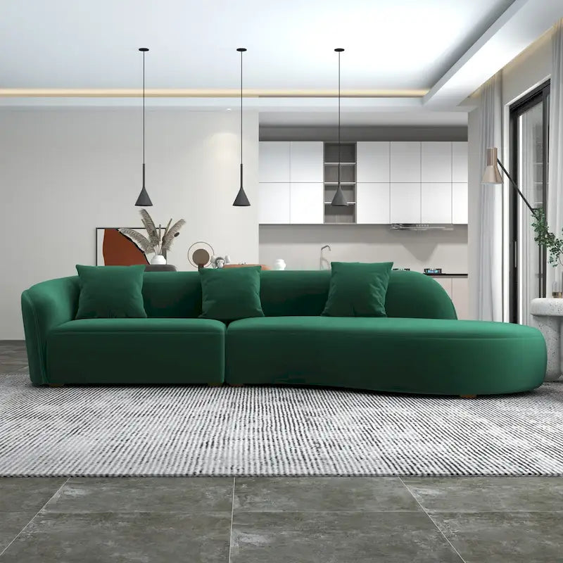 Japandi Style Luxury Modern Velvet Curved Sofa