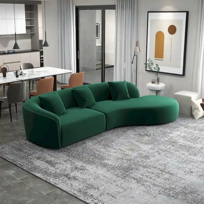 Japandi Style Luxury Modern Velvet Curved Sofa
