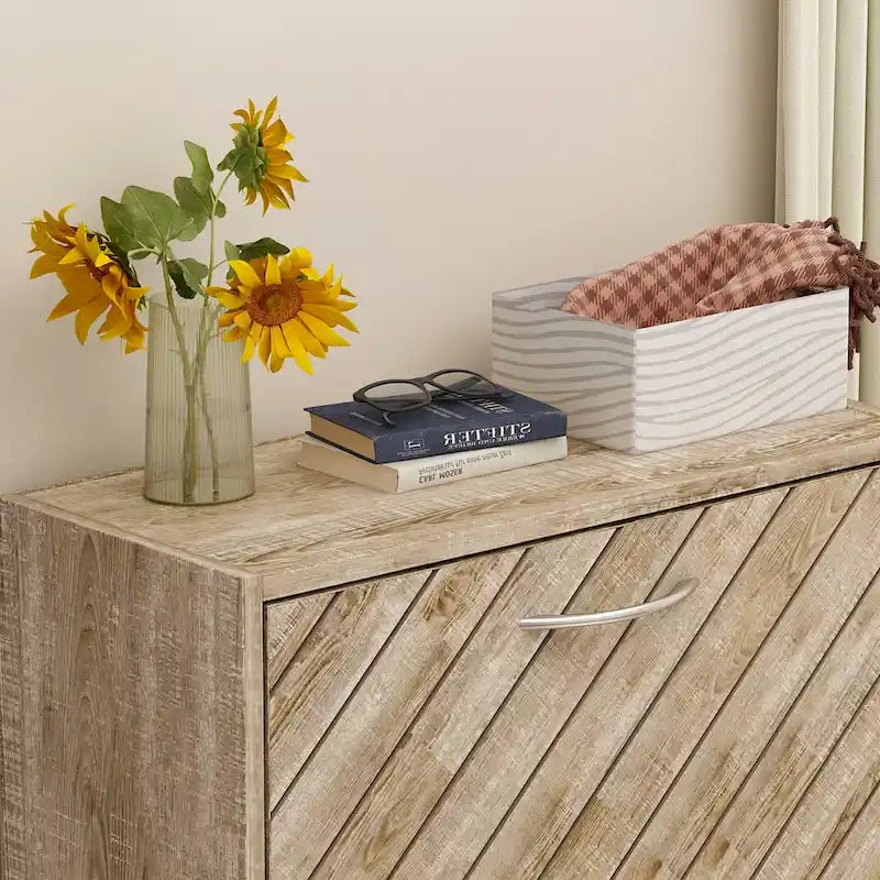 Freestanding 3 Flip Drawers Shoe Cabinet Storage Organizer