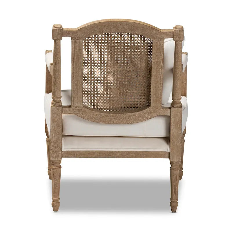 French Provincial Fabric Upholstered Wood Armchair