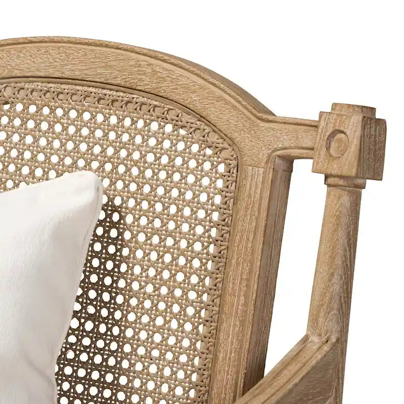 French Provincial Fabric Upholstered Wood Armchair
