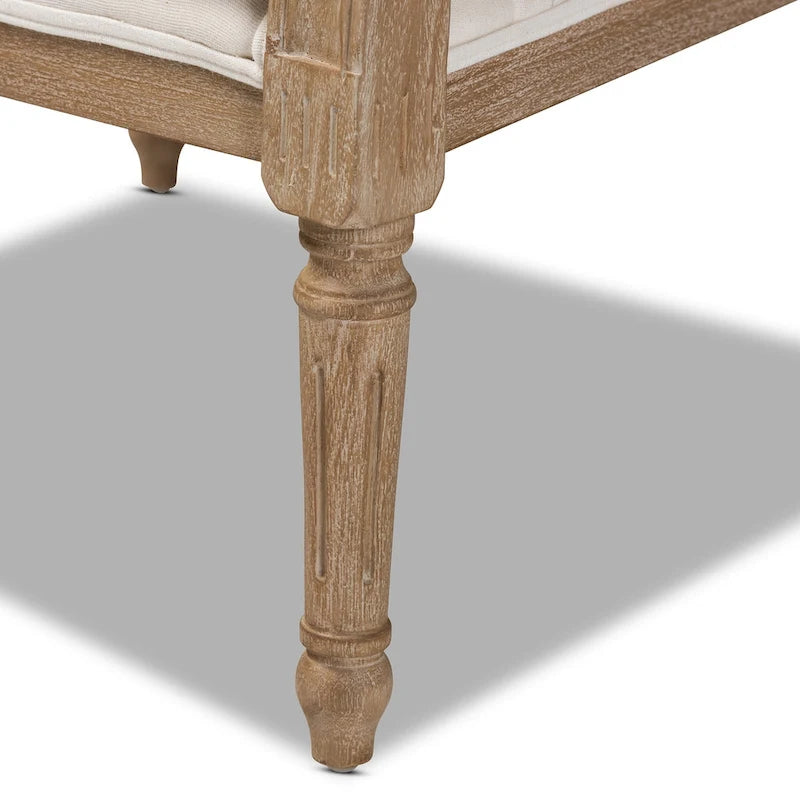 French Provincial Fabric Upholstered Wood Armchair