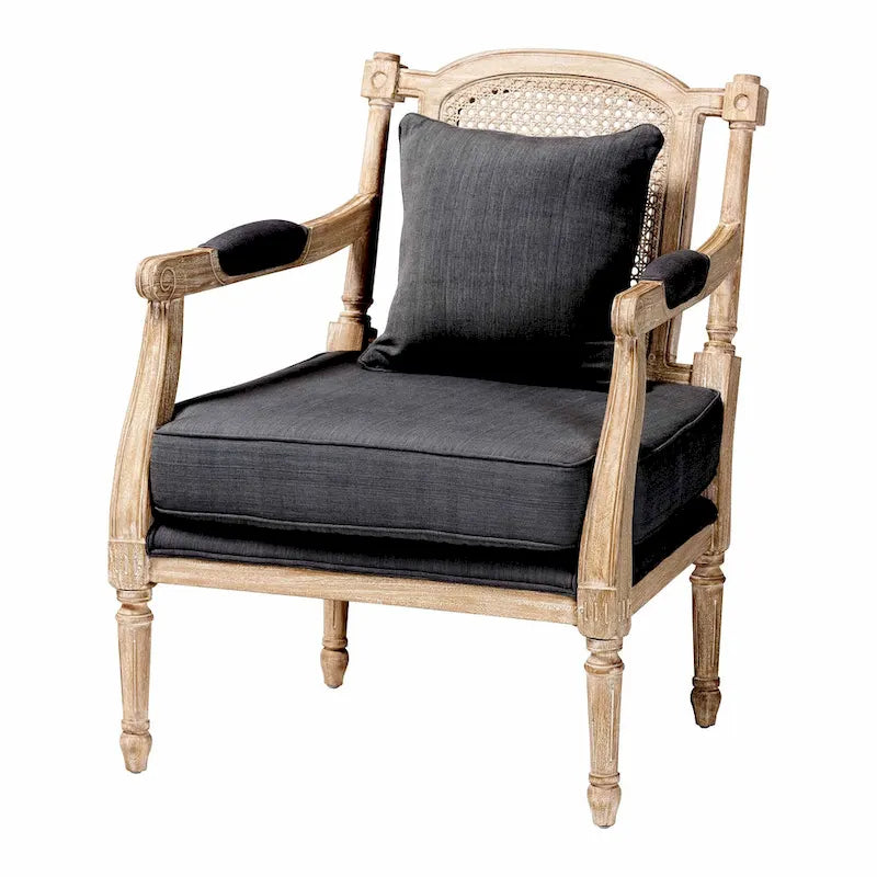 French Provincial Fabric Upholstered Wood Armchair