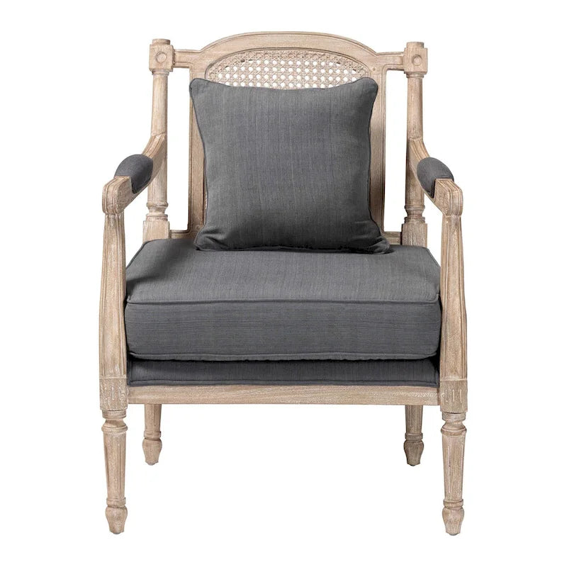 French Provincial Fabric Upholstered Wood Armchair