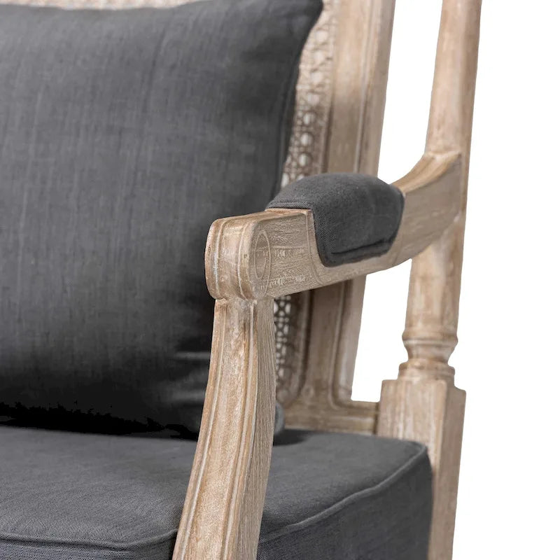 French Provincial Fabric Upholstered Wood Armchair
