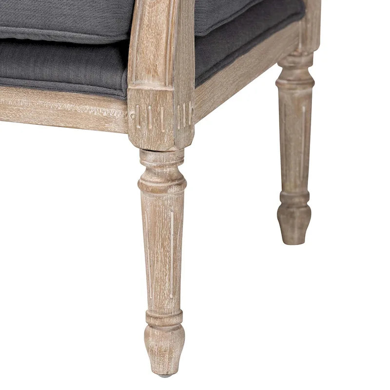 French Provincial Fabric Upholstered Wood Armchair