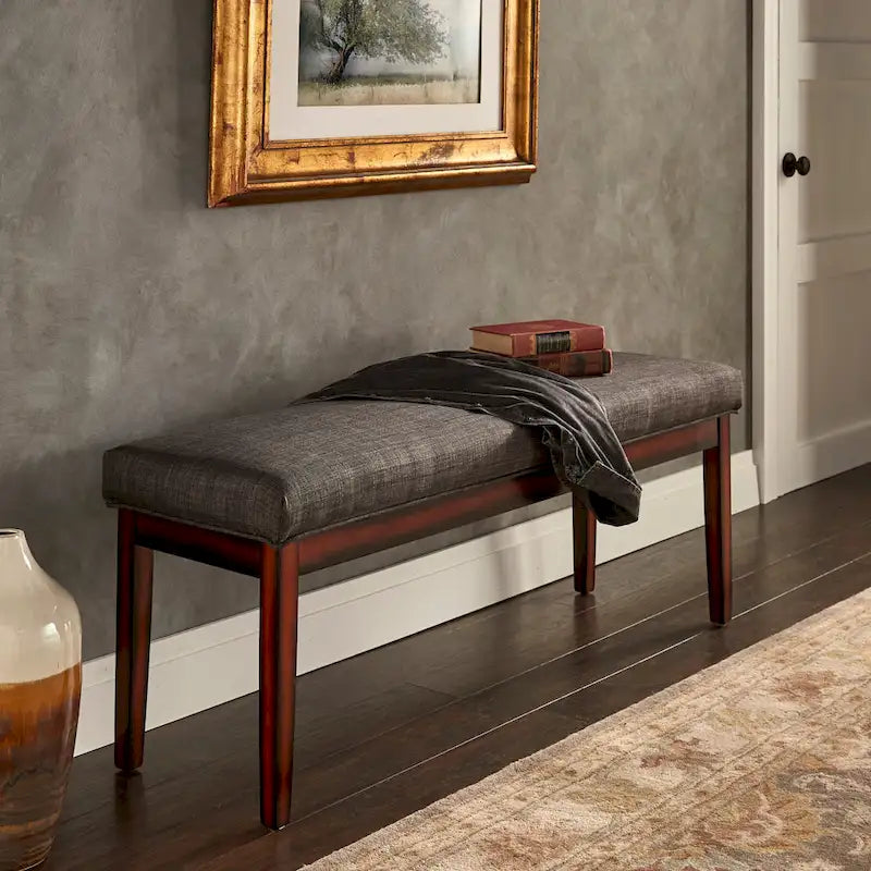 Upholstered Espresso Finish Bench