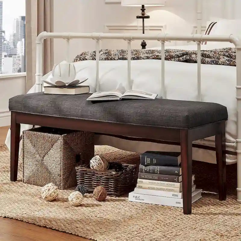Upholstered Espresso Finish Bench