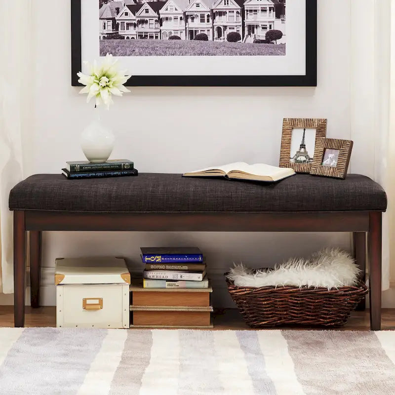 Upholstered Espresso Finish Bench