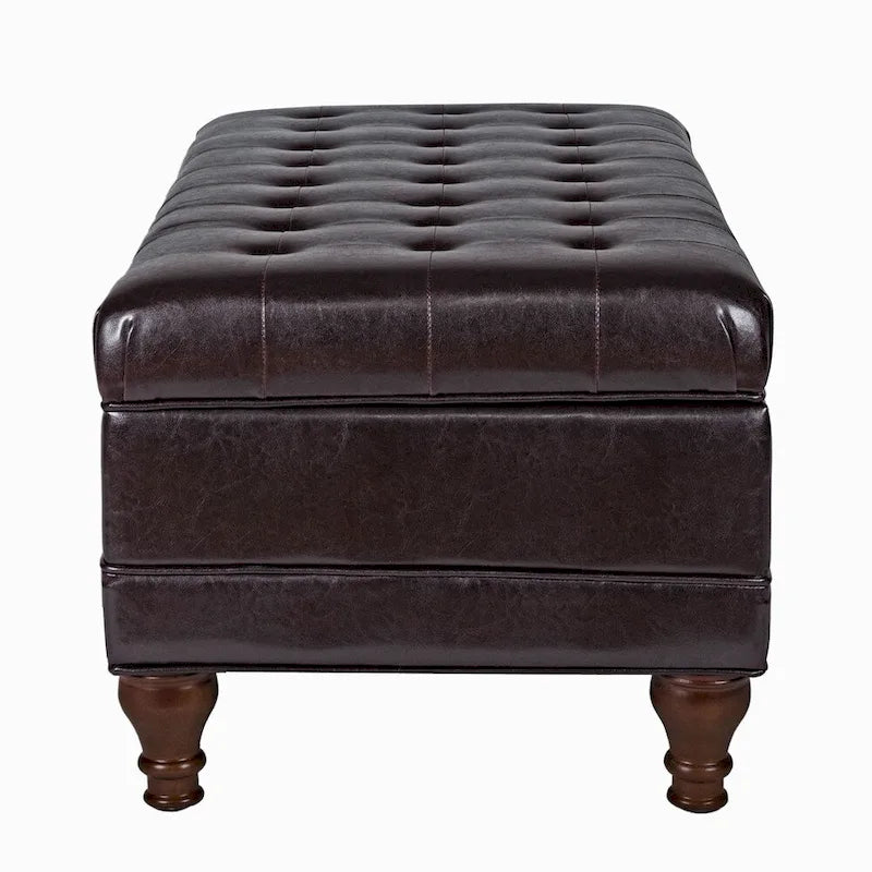 Tufted Espresso Storage Bench