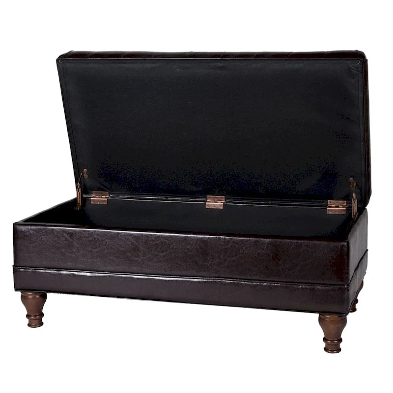 Tufted Espresso Storage Bench