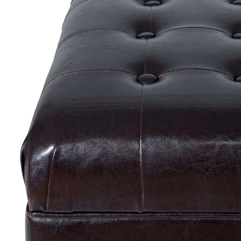 Tufted Espresso Storage Bench