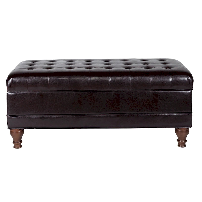 Tufted Espresso Storage Bench