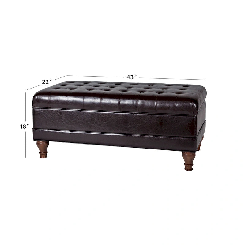 Tufted Espresso Storage Bench