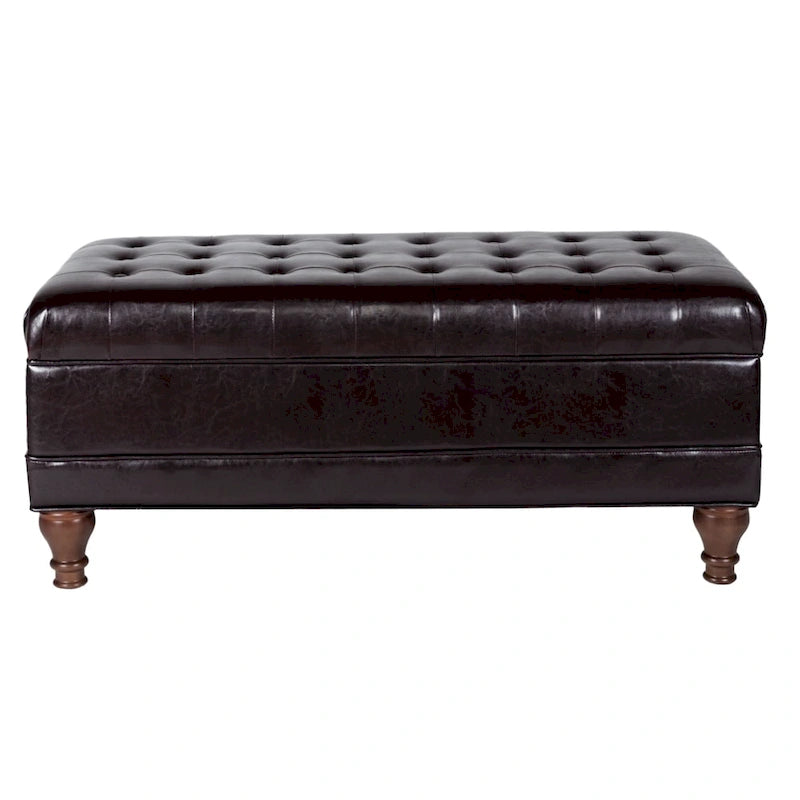 Tufted Espresso Storage Bench