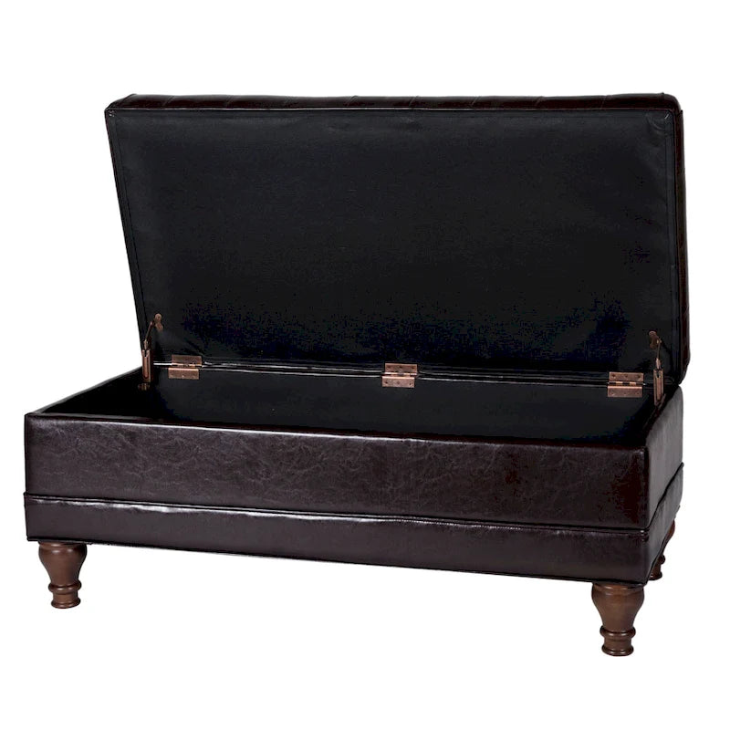 Tufted Espresso Storage Bench