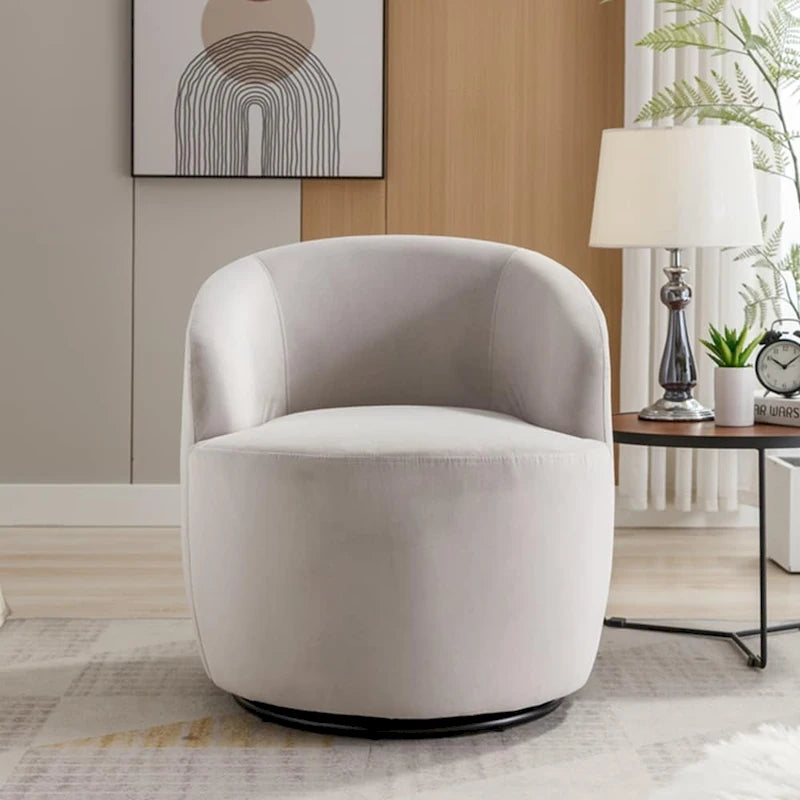 Velvet Swivel Accent Armchair with Metal Swivel Base