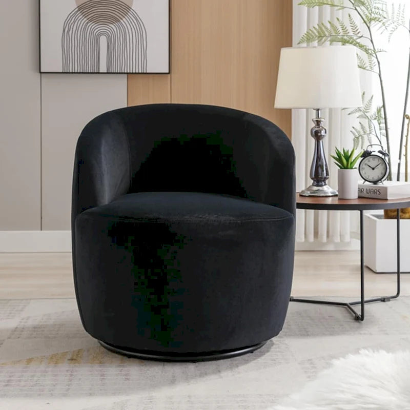 Velvet Swivel Accent Armchair with Metal Swivel Base