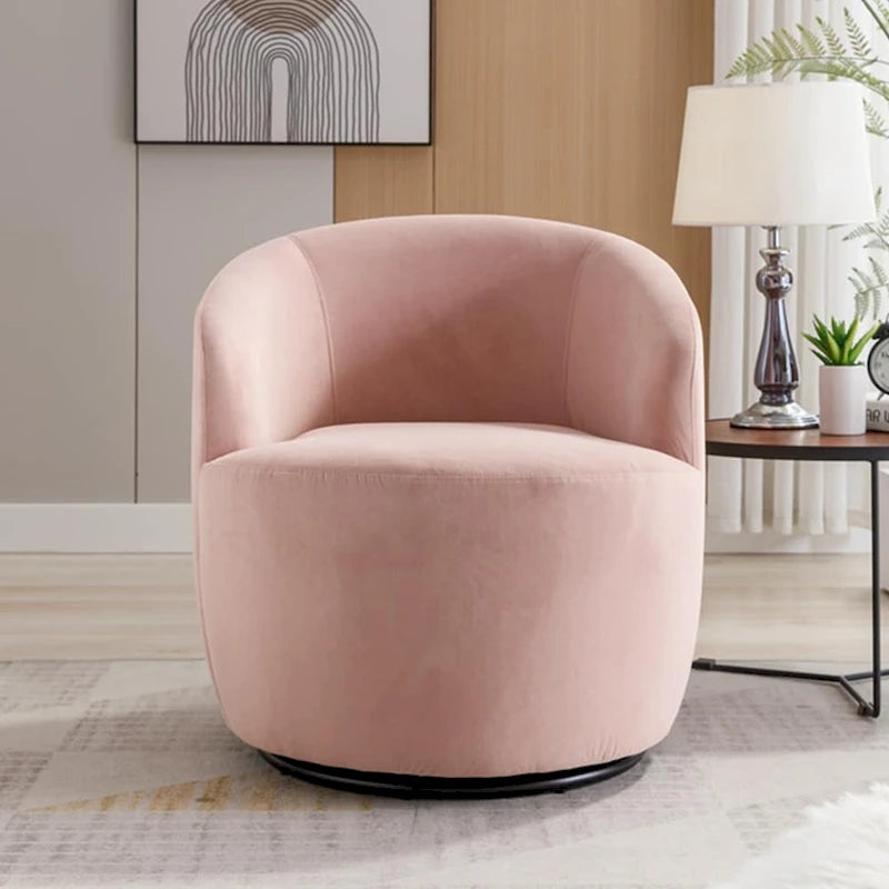 Velvet Swivel Accent Armchair with Metal Swivel Base