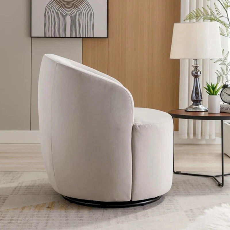 Velvet Swivel Accent Armchair with Metal Swivel Base