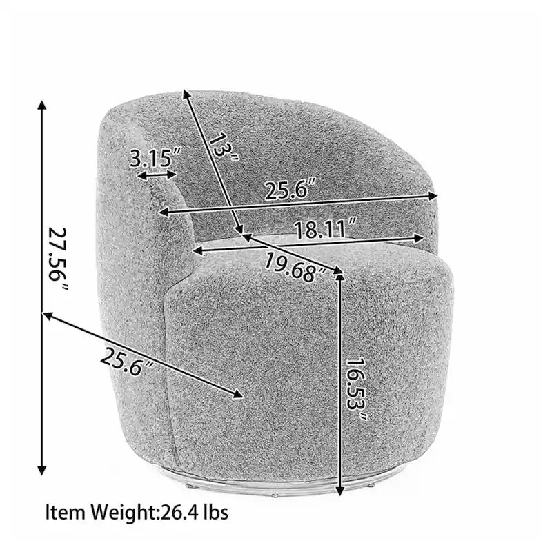 Velvet Swivel Accent Armchair with Metal Swivel Base