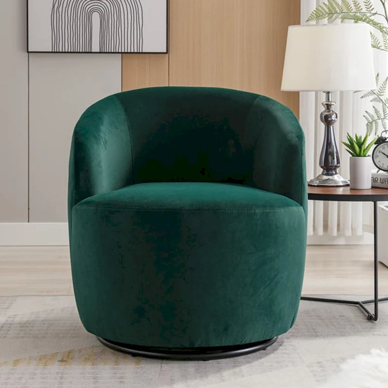 Velvet Swivel Accent Armchair with Metal Swivel Base