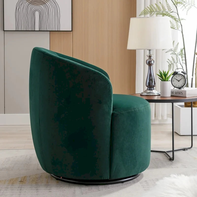 Velvet Swivel Accent Armchair with Metal Swivel Base