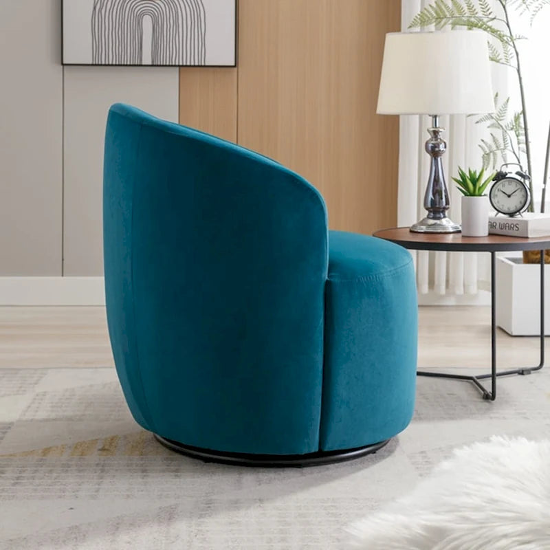 Velvet Swivel Accent Armchair with Metal Swivel Base