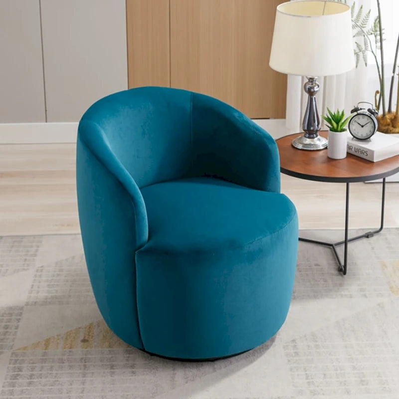 Velvet Swivel Accent Armchair with Metal Swivel Base
