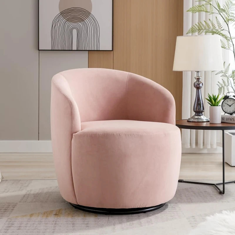 Velvet Swivel Accent Armchair with Metal Swivel Base