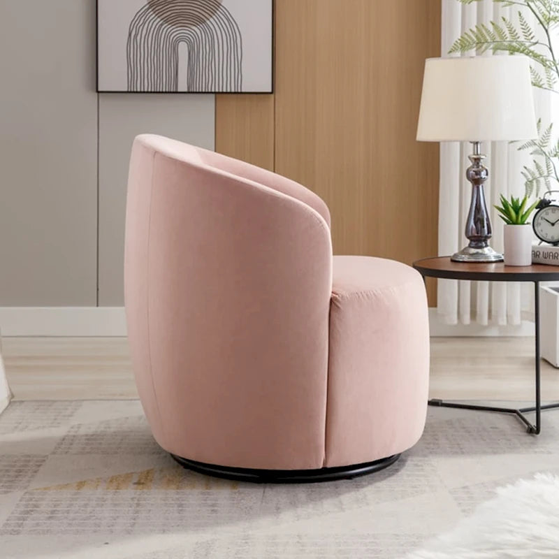 Velvet Swivel Accent Armchair with Metal Swivel Base