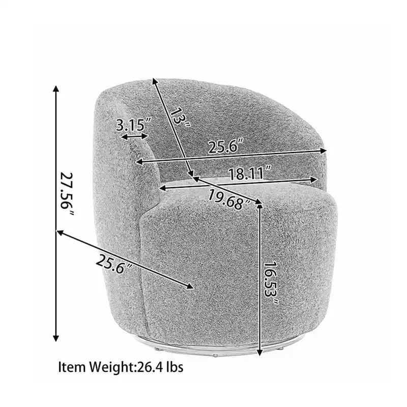 Velvet Swivel Accent Armchair with Metal Swivel Base