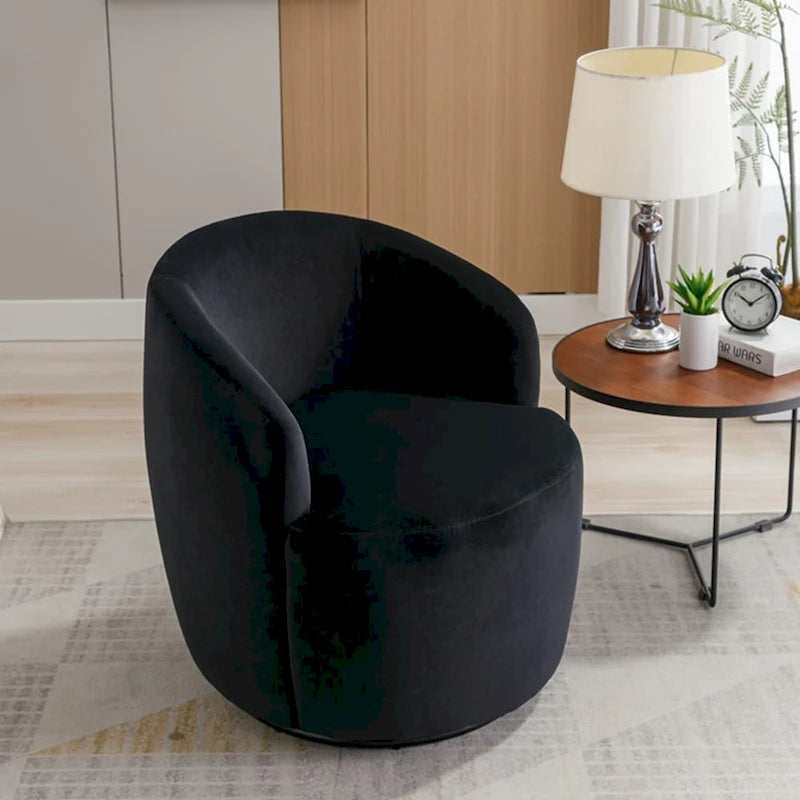 Velvet Swivel Accent Armchair with Metal Swivel Base