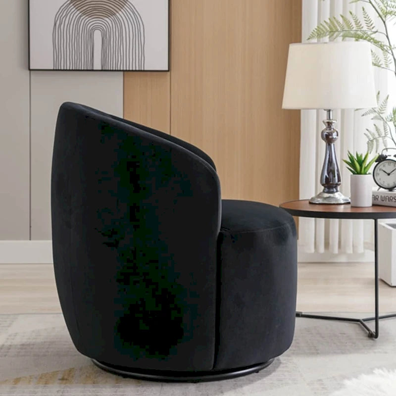 Velvet Swivel Accent Armchair with Metal Swivel Base