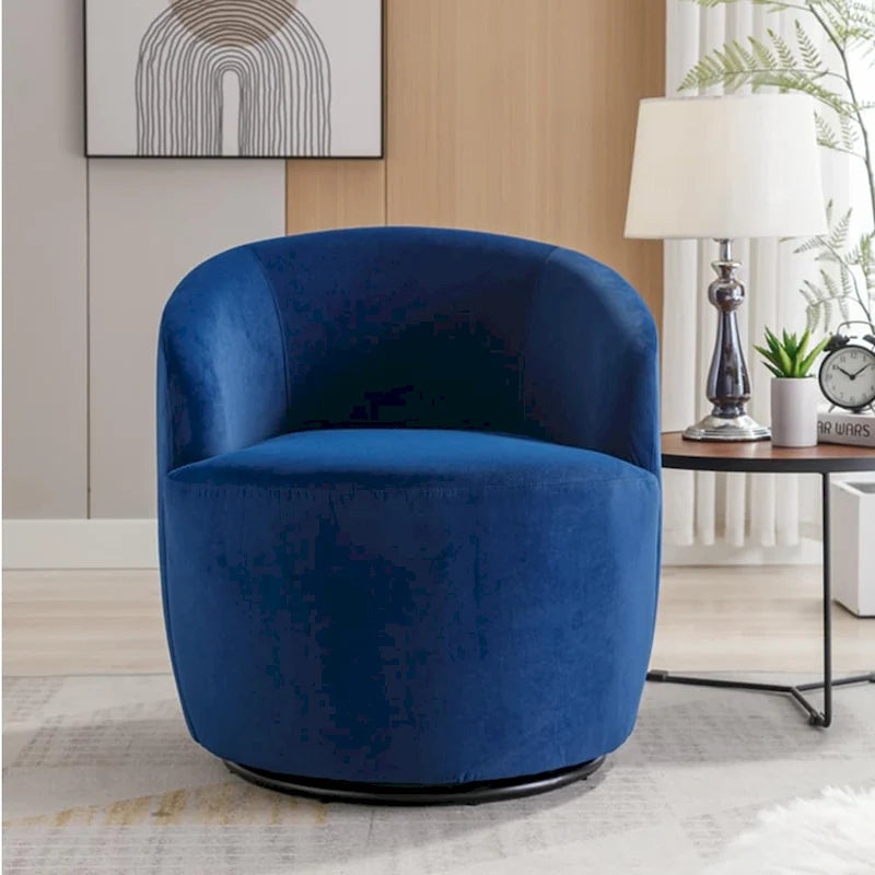 Velvet Swivel Accent Armchair with Metal Swivel Base