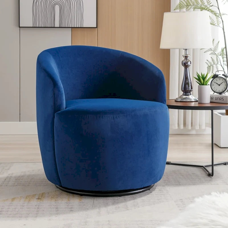 Velvet Swivel Accent Armchair with Metal Swivel Base