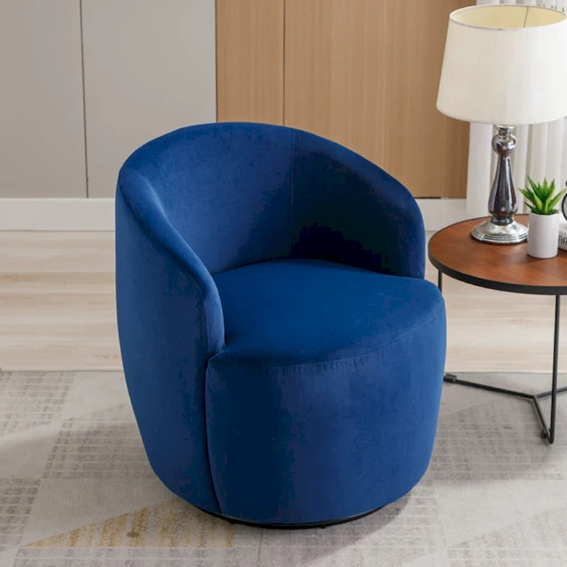 Velvet Swivel Accent Armchair with Metal Swivel Base