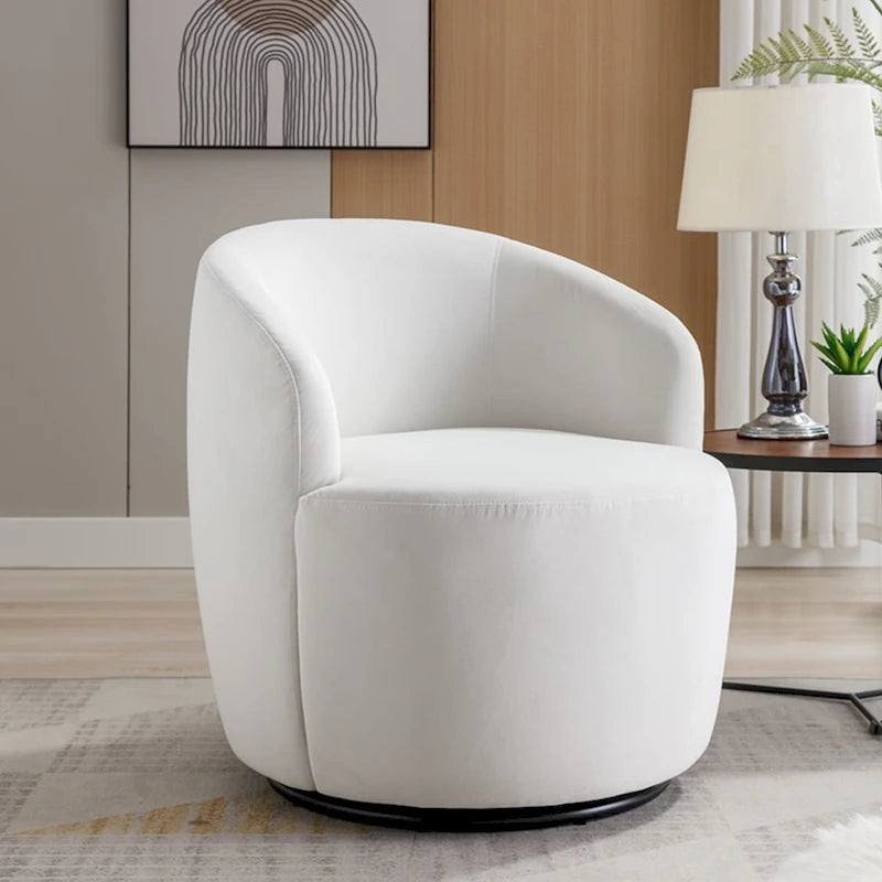 Velvet Swivel Accent Armchair with Metal Swivel Base