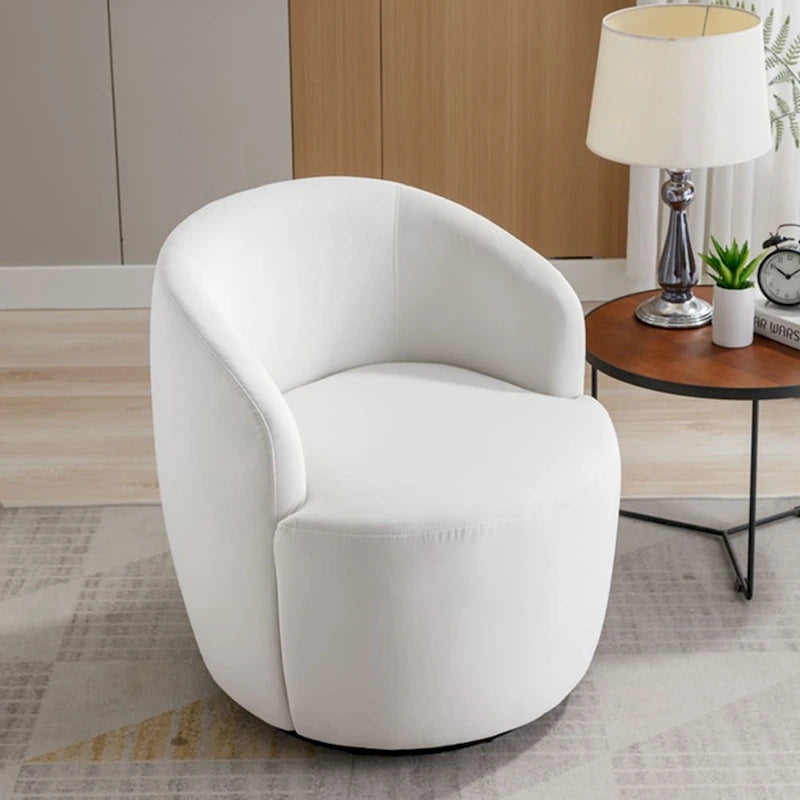 Velvet Swivel Accent Armchair with Metal Swivel Base