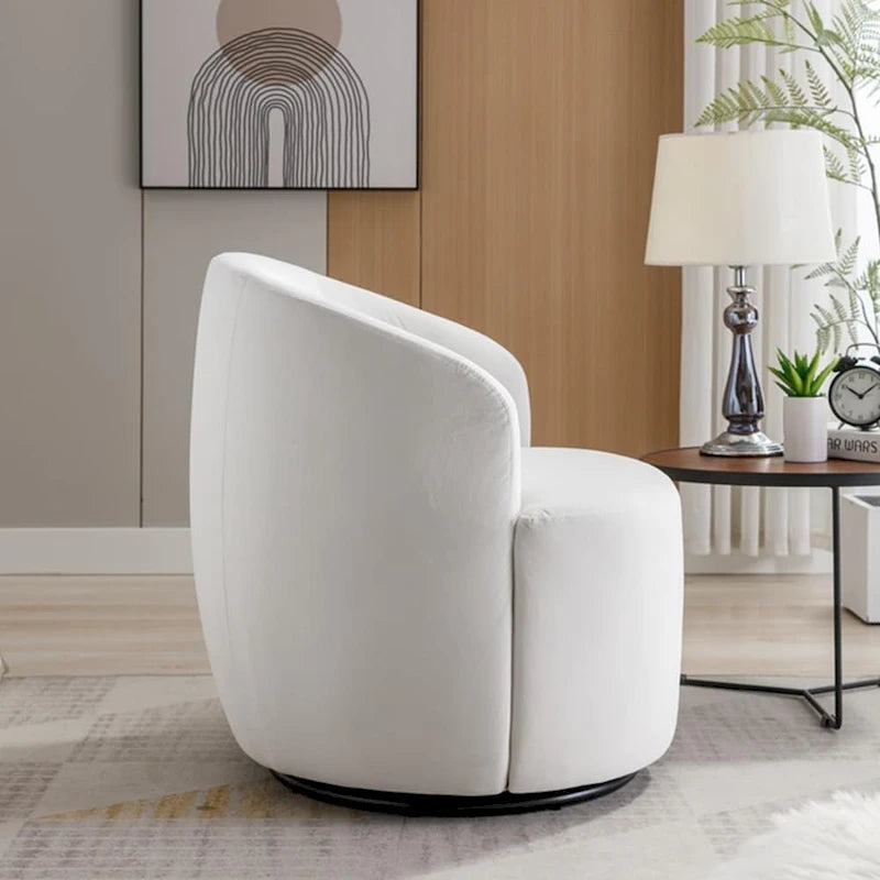 Velvet Swivel Accent Armchair with Metal Swivel Base