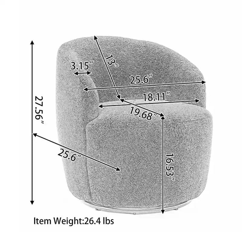Velvet Swivel Accent Armchair with Metal Swivel Base
