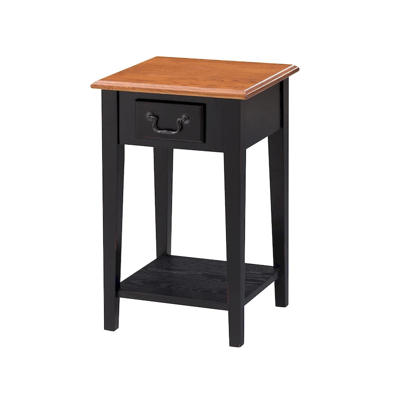 One Drawer Square Side Table with Shelf