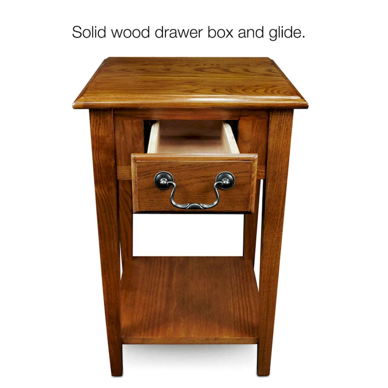 One Drawer Square Side Table with Shelf