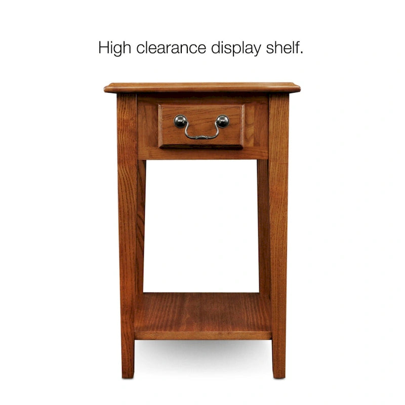 One Drawer Square Side Table with Shelf