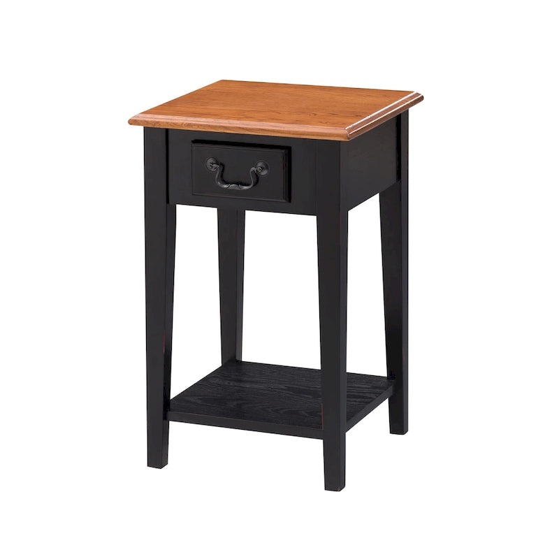 One Drawer Square Side Table with Shelf