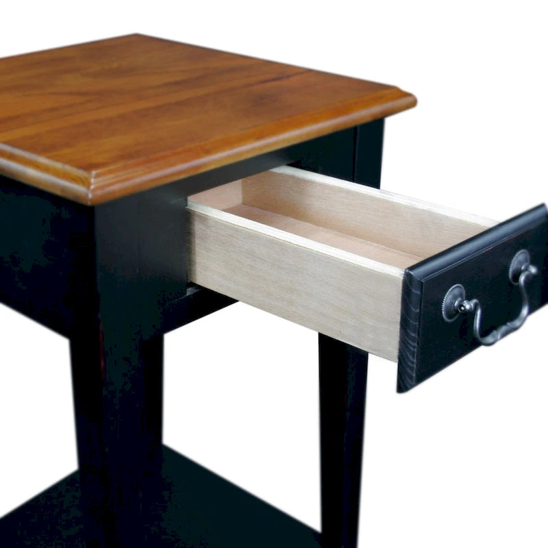 One Drawer Square Side Table with Shelf