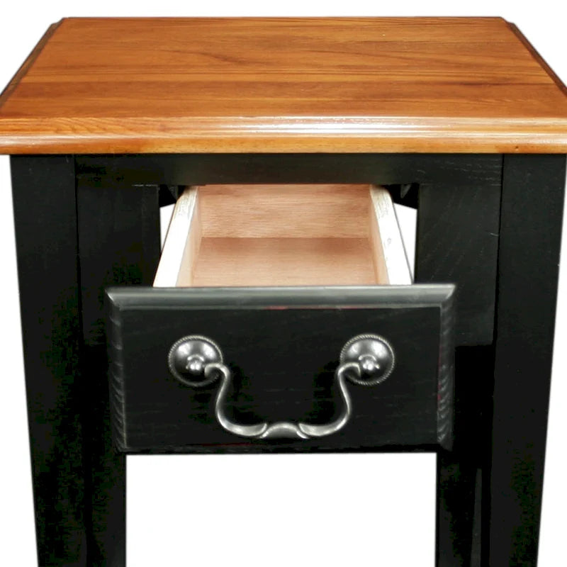 One Drawer Square Side Table with Shelf