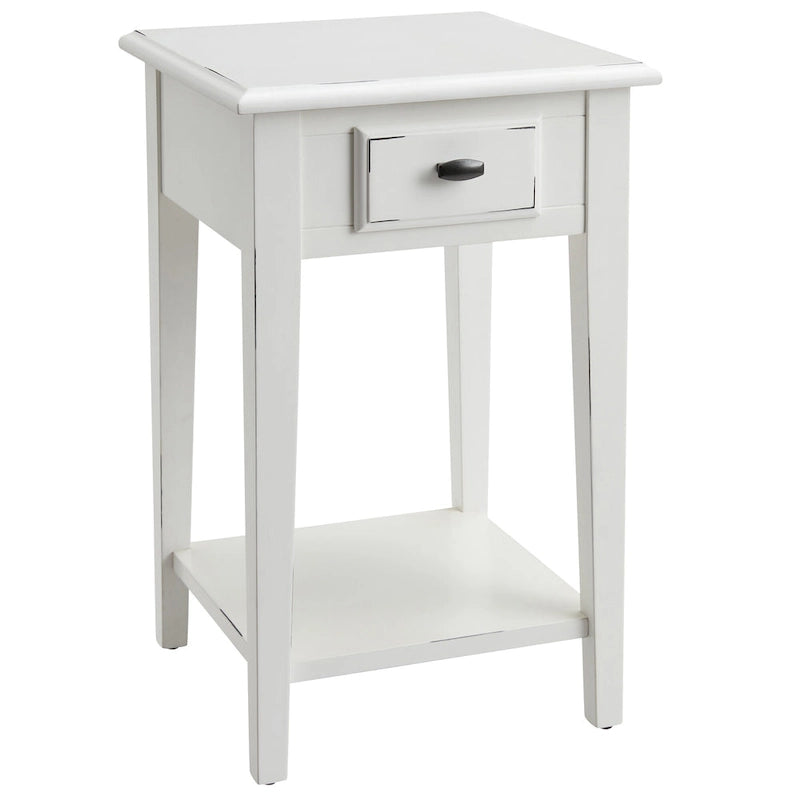 One Drawer Square Side Table with Shelf