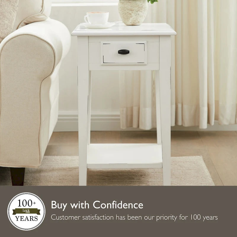 One Drawer Square Side Table with Shelf