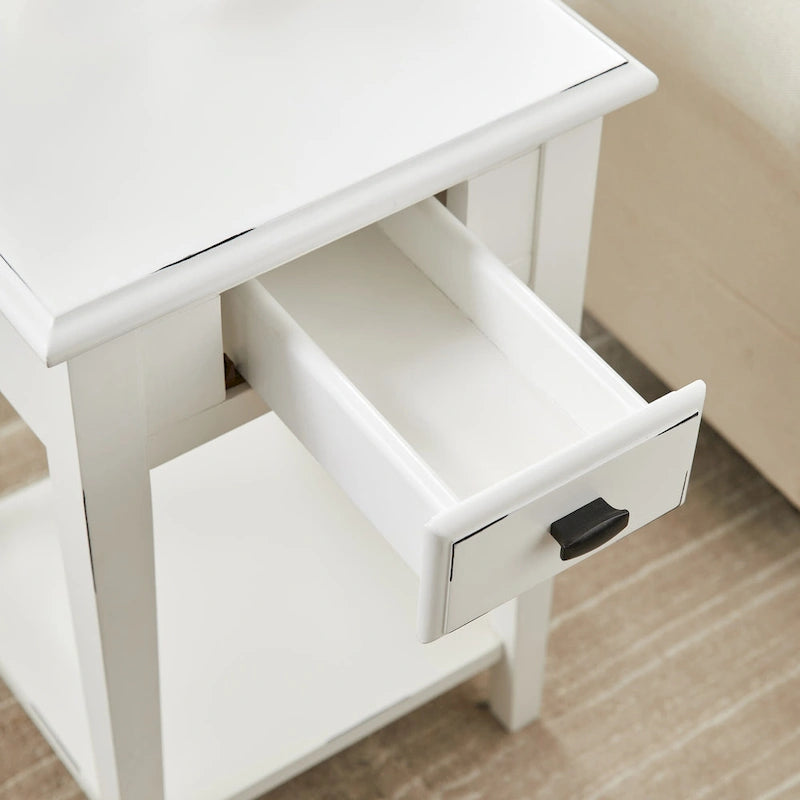 One Drawer Square Side Table with Shelf